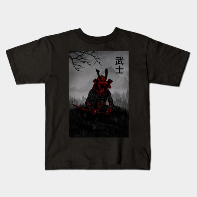 Samurai x Bushido Kids T-Shirt by Kalpataru